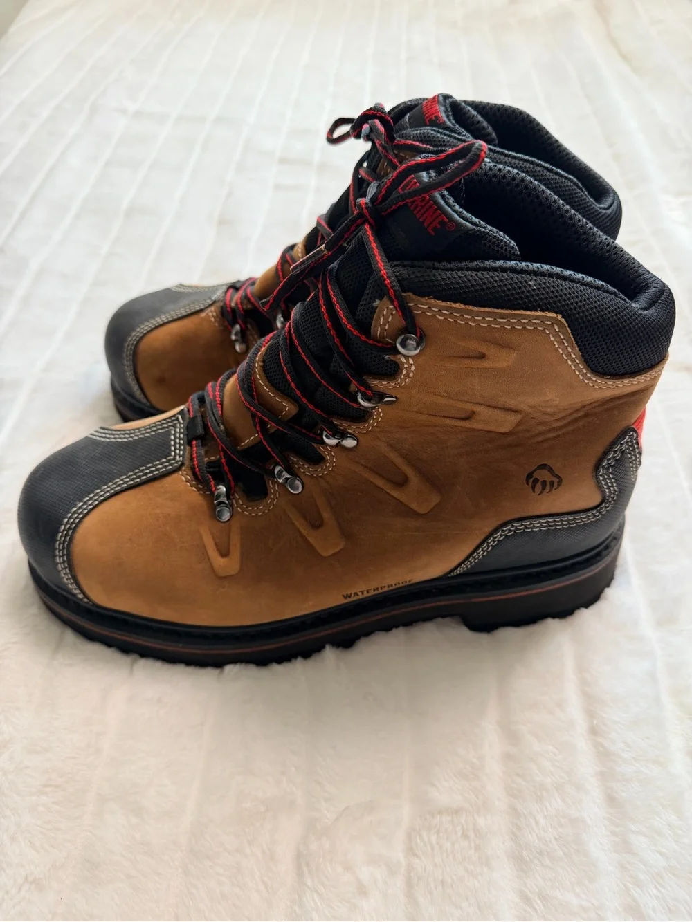 Wolverine Waterproof Work Boots Steel Toe ASTM EH Men’s Size 12 Brown Leather